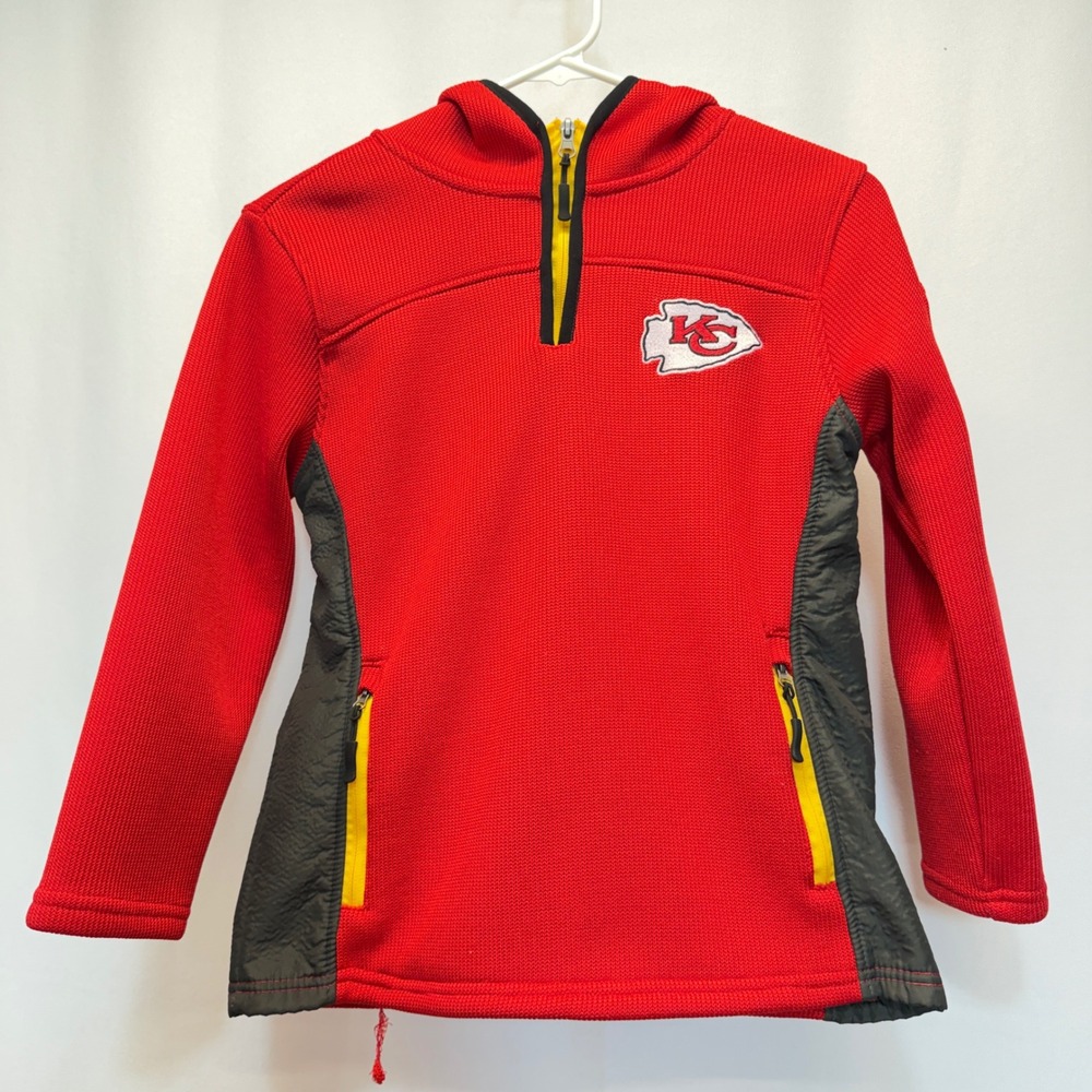 Kansas City Chiefs Hoodie NFL Team Apparel Kids M 10-12 Red 1/4 Zip Pullover